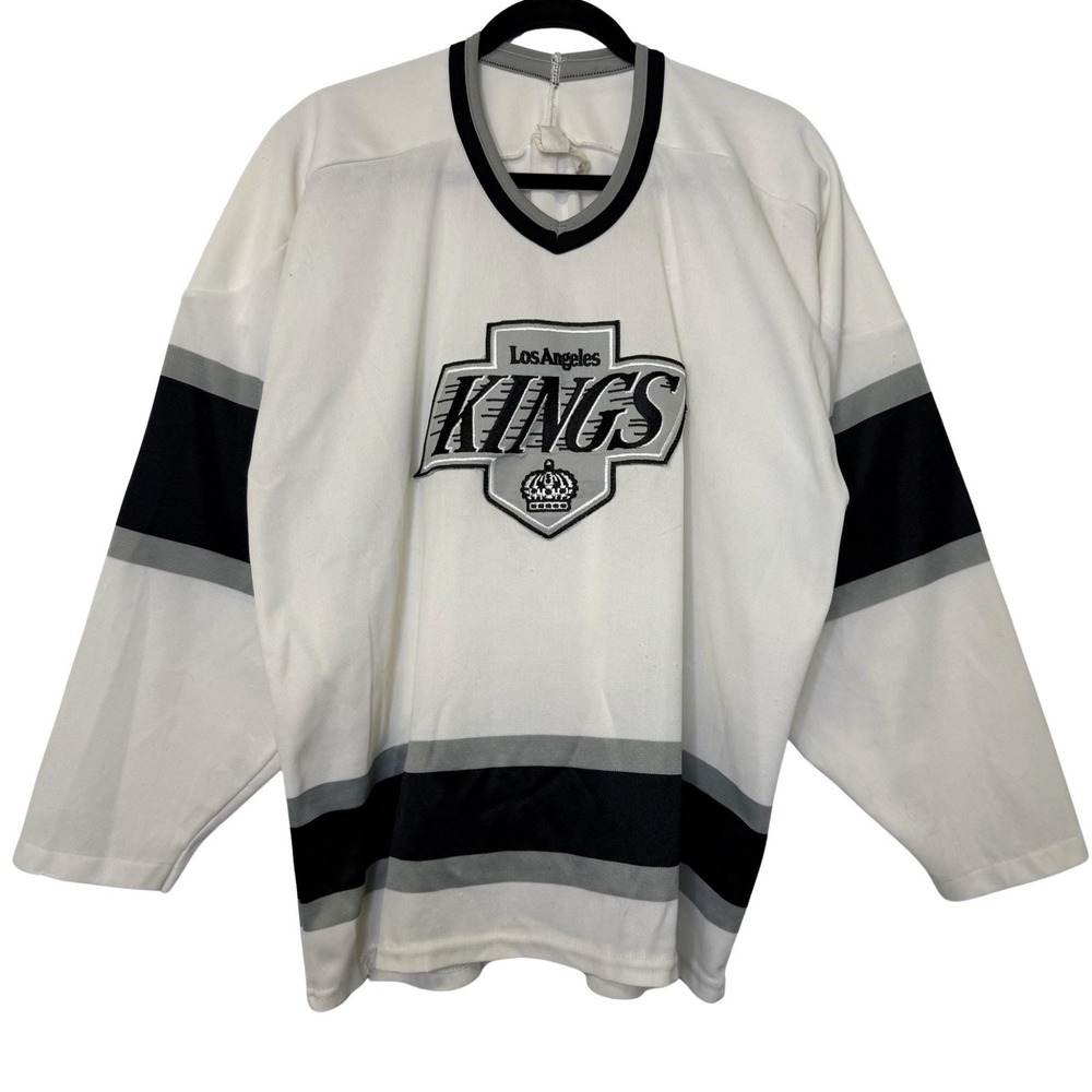 Vintage CCM Los Angeles Kings Hockey Jersey White Silver Black Mens XL Retro 90s